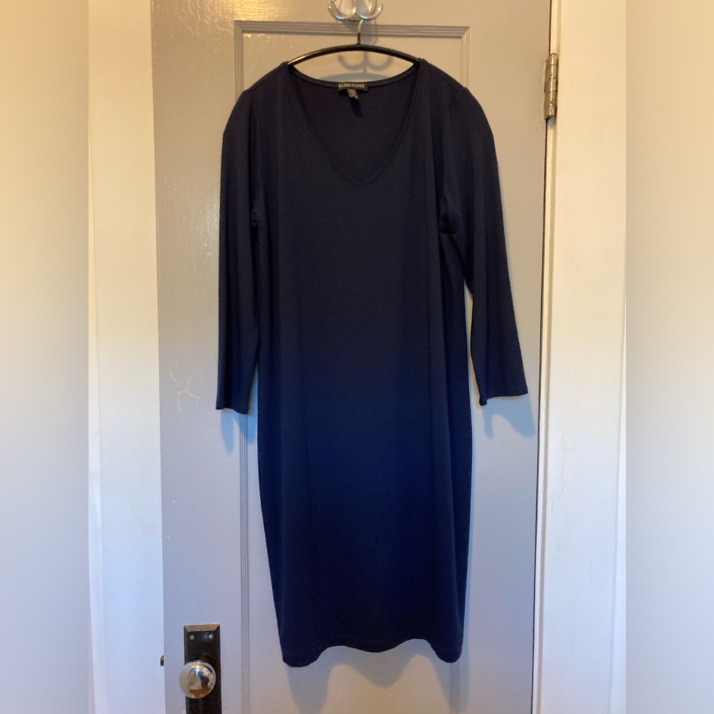Classic Eileen Fisher Navy Blue Dress NWOT